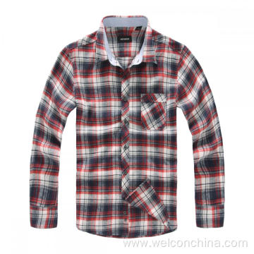 Single Breasted Turn Down Collar Plaid Shirt